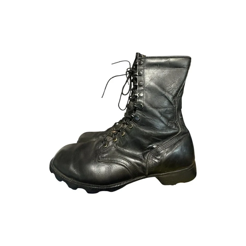 RO-Search Military Combat Boots 10 R Vintage 1985 Black Leather USA Lace Jungle